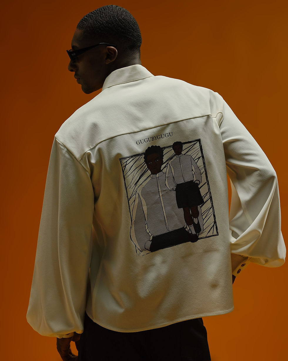 Thumbnail: BELLOW SLEEVES PRINTED BUTTON UP SHIRT