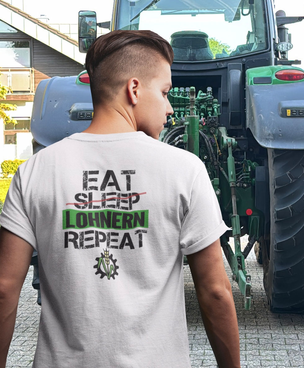 Miniaturbild: SuperLohner EAT SLEEP LOHNERN REPEAT Shirt mit front und Rückendruck