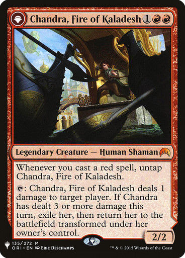Chandra, Fire of Kaladesh // Chandra, Roaring Flame (PLST) (ORI-135) — cara 1 de 2