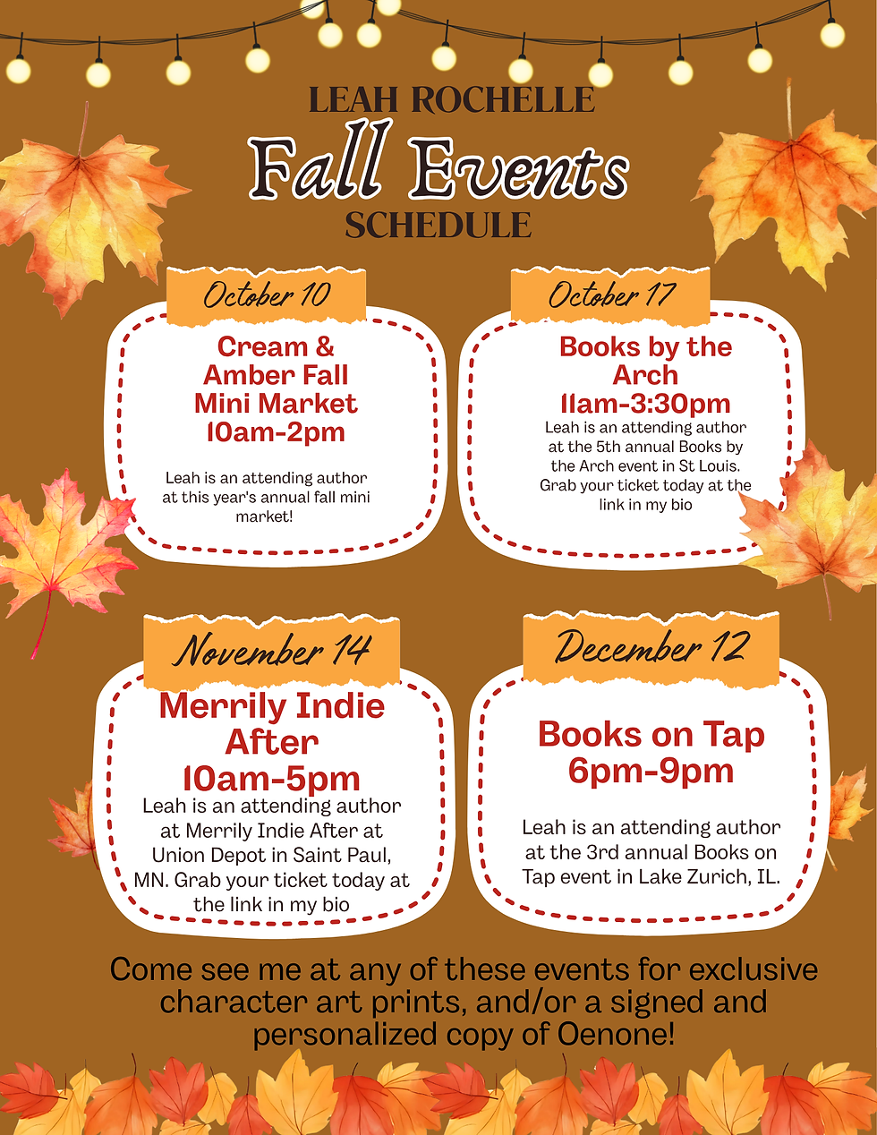 Leah Rochelle Fall Events Schedule