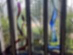 stained glass window with flowers