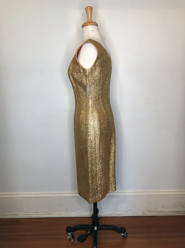 green emerald velvet dress 1950s Gold Silk Satin Dramatic Puff Sleeve Dress  Featherstone Vintage