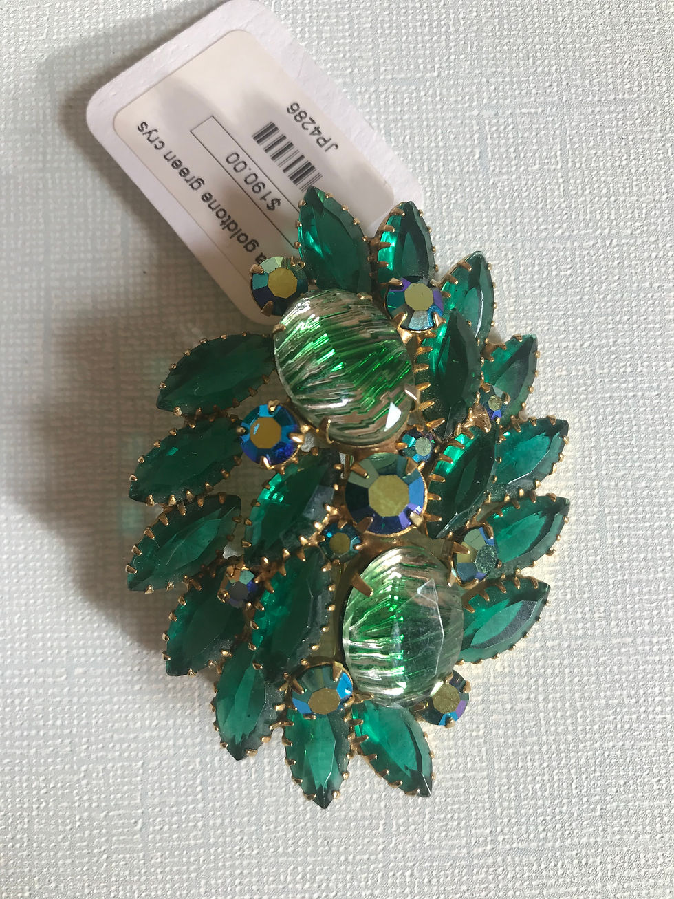 Thumbnail: Juliana Goldtone Green Crystal Pin