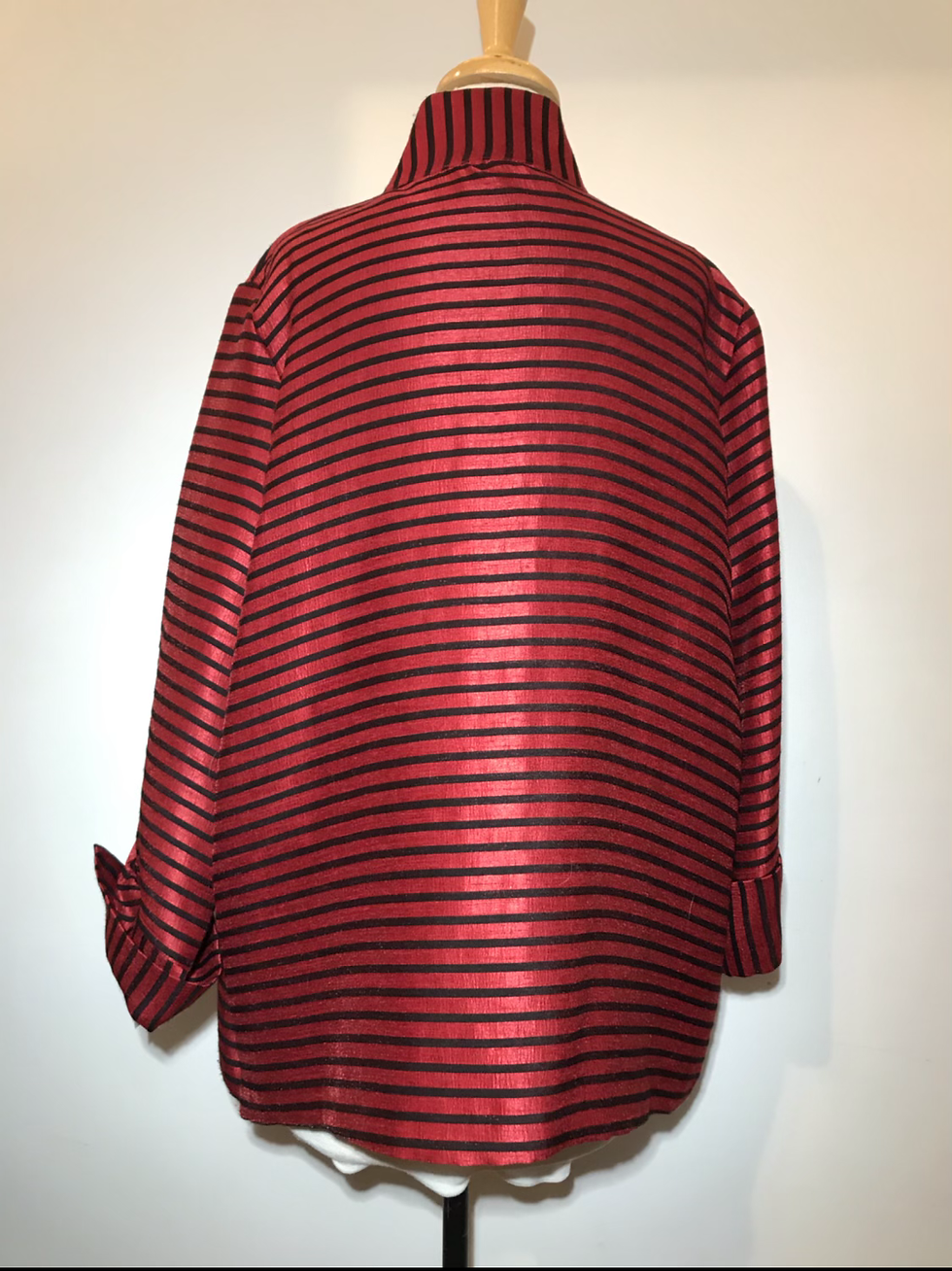 Thumbnail: Cyrano red & black horizontal stripe jacket.