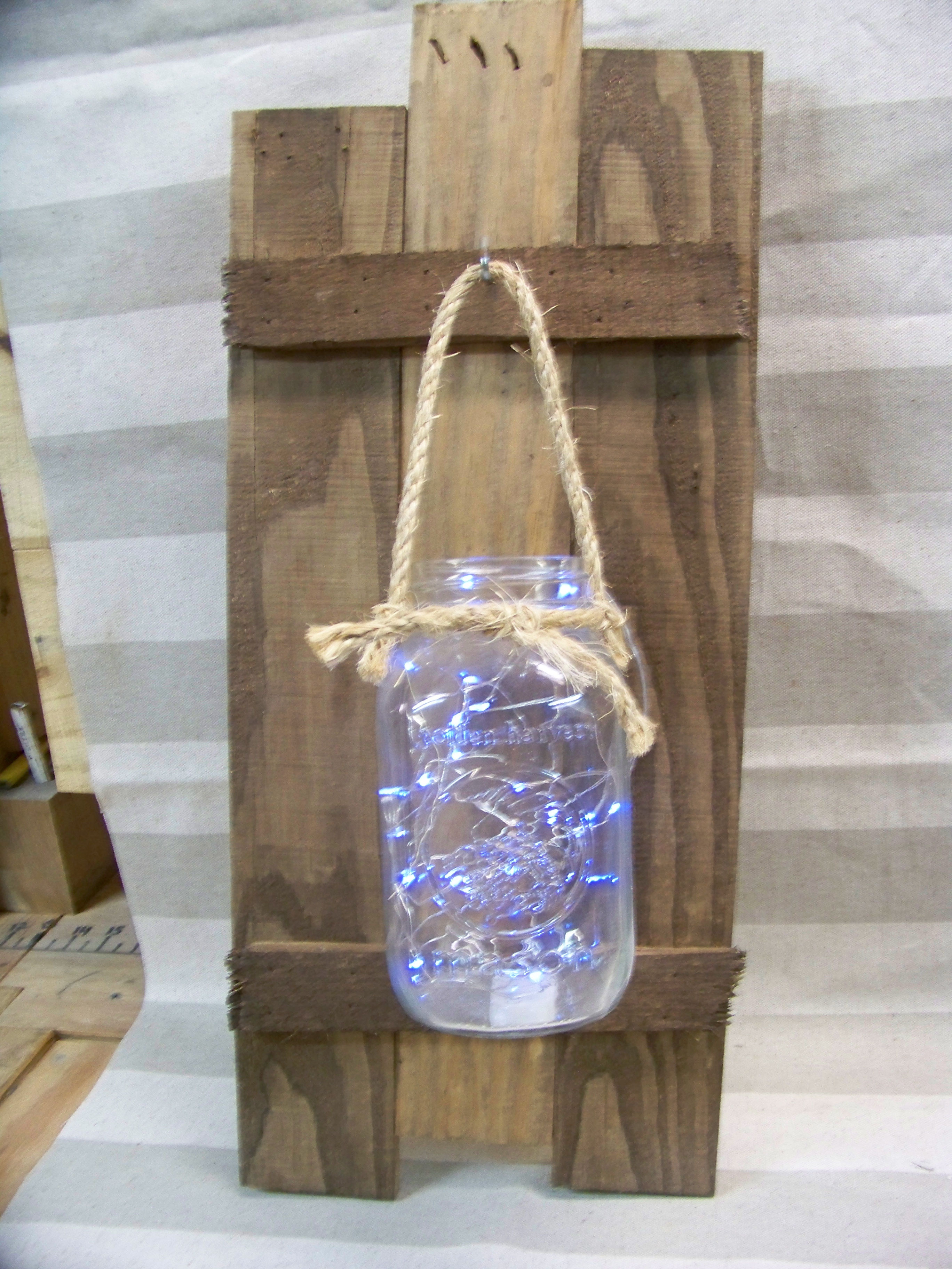 Brown Lighted Mason Jar Hanging