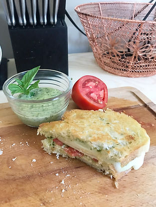 Pesto Grilled Cheese progress.jpeg