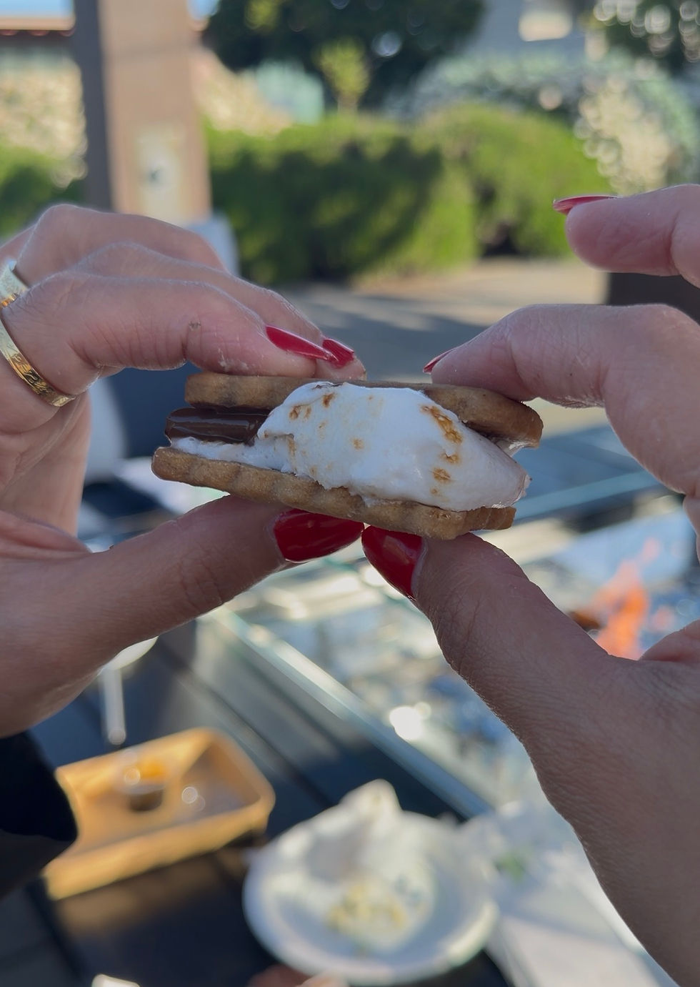 Sweet marshmallow roasting parkside hotel