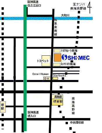 シーメックまでのアクセスマップ