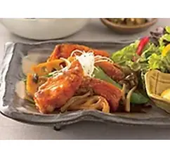 Salmon teriyaki with vegetables