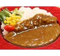 Japanese curry rice plate with side salad