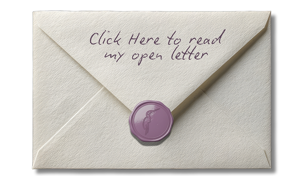 Sealed envelope with text: Click Here to read my open letter