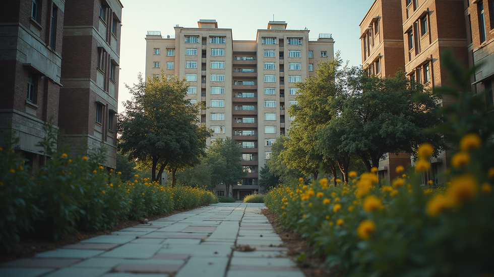 Eye-level view of a residential building in Jamia Nagar