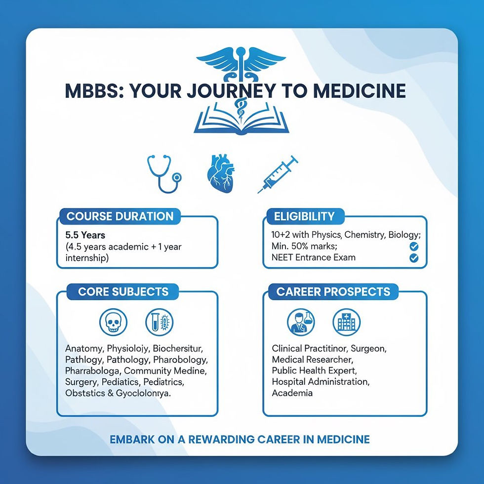 Blue graphic with text MBBS: Your journey to medicine. MBBS in Abroad