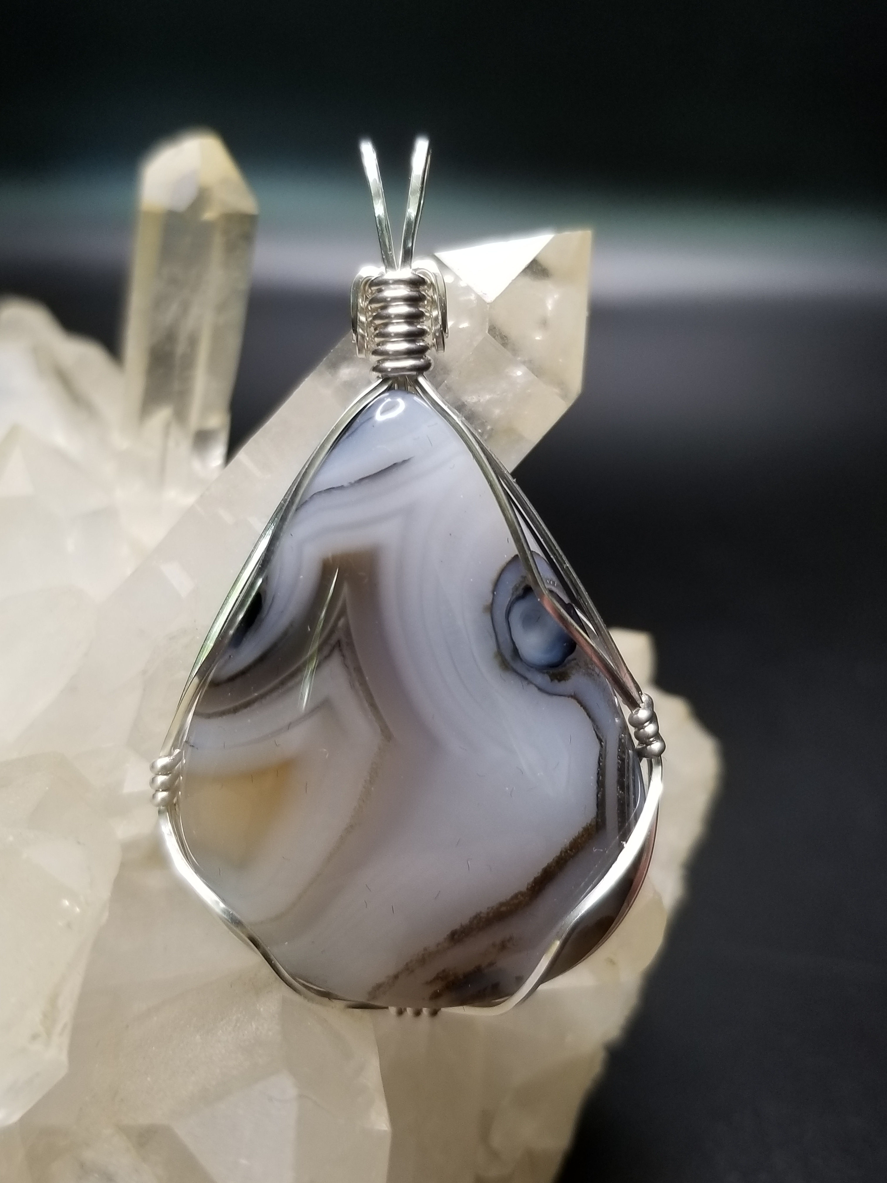 Agate wrapped in sterling silver