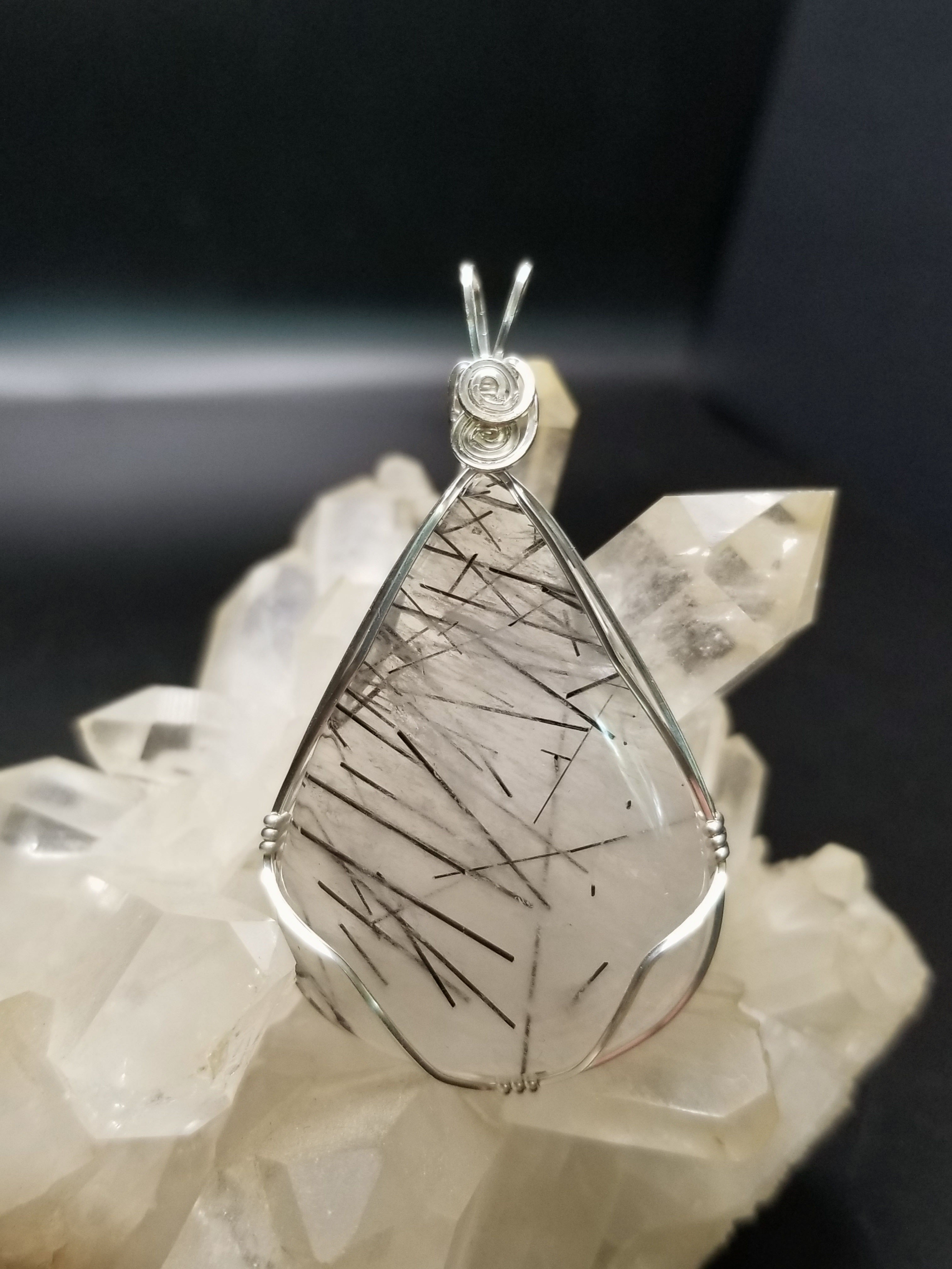 Tourmalated Quartz wrapped in sterling silver