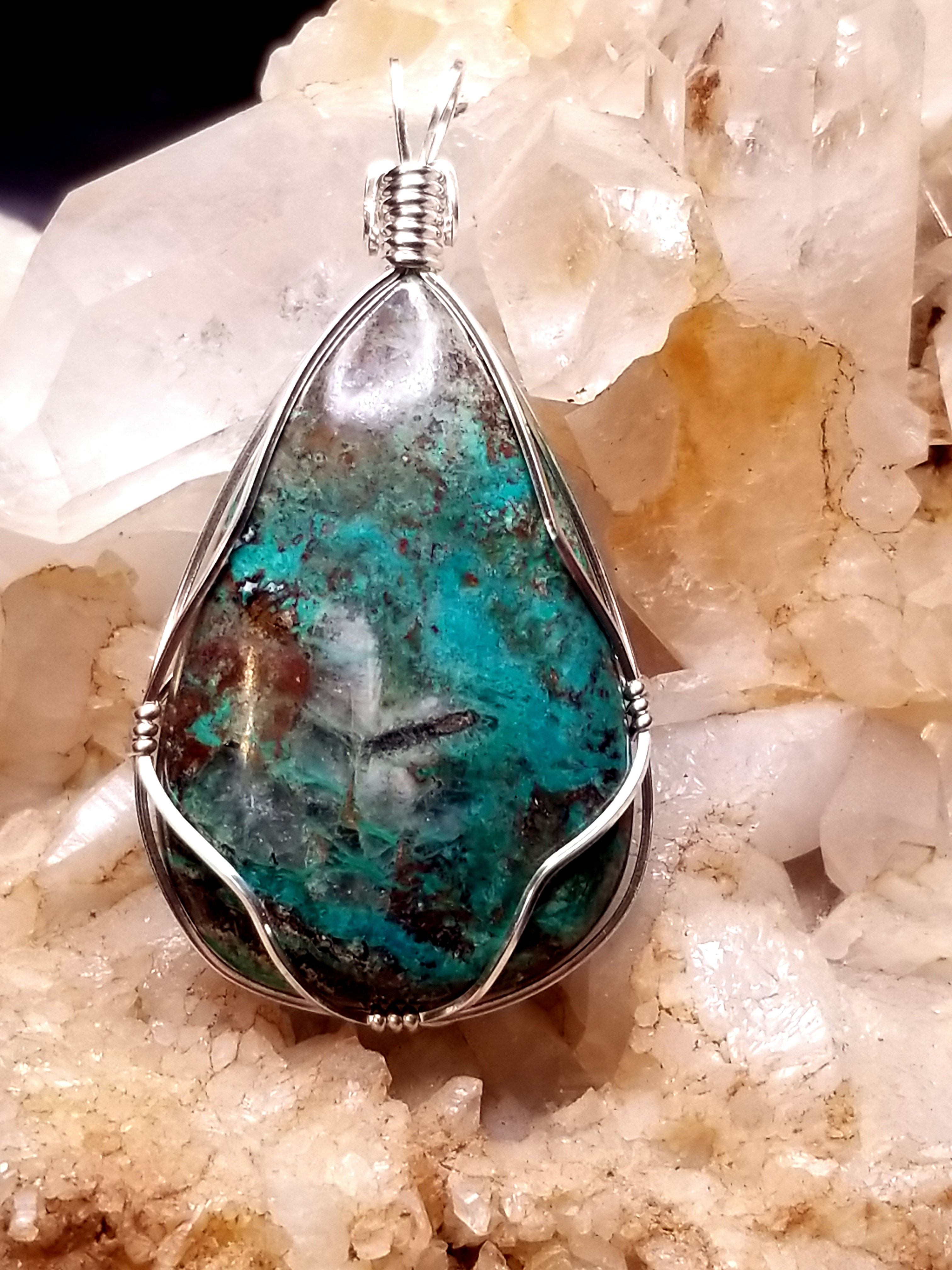 Chryoscolla wrapped in sterling silver