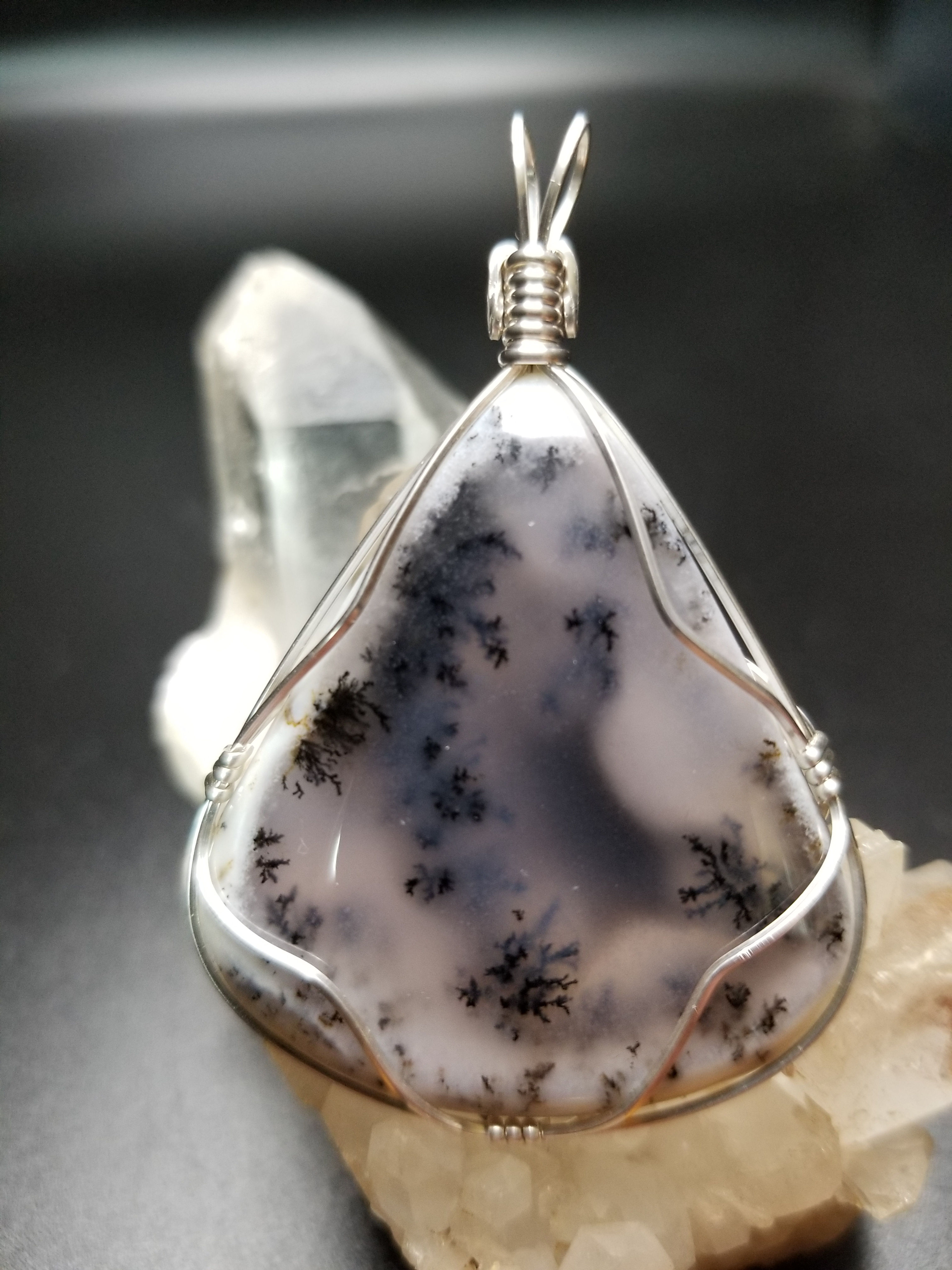 Dendritic Opal wrapped in sterling silver