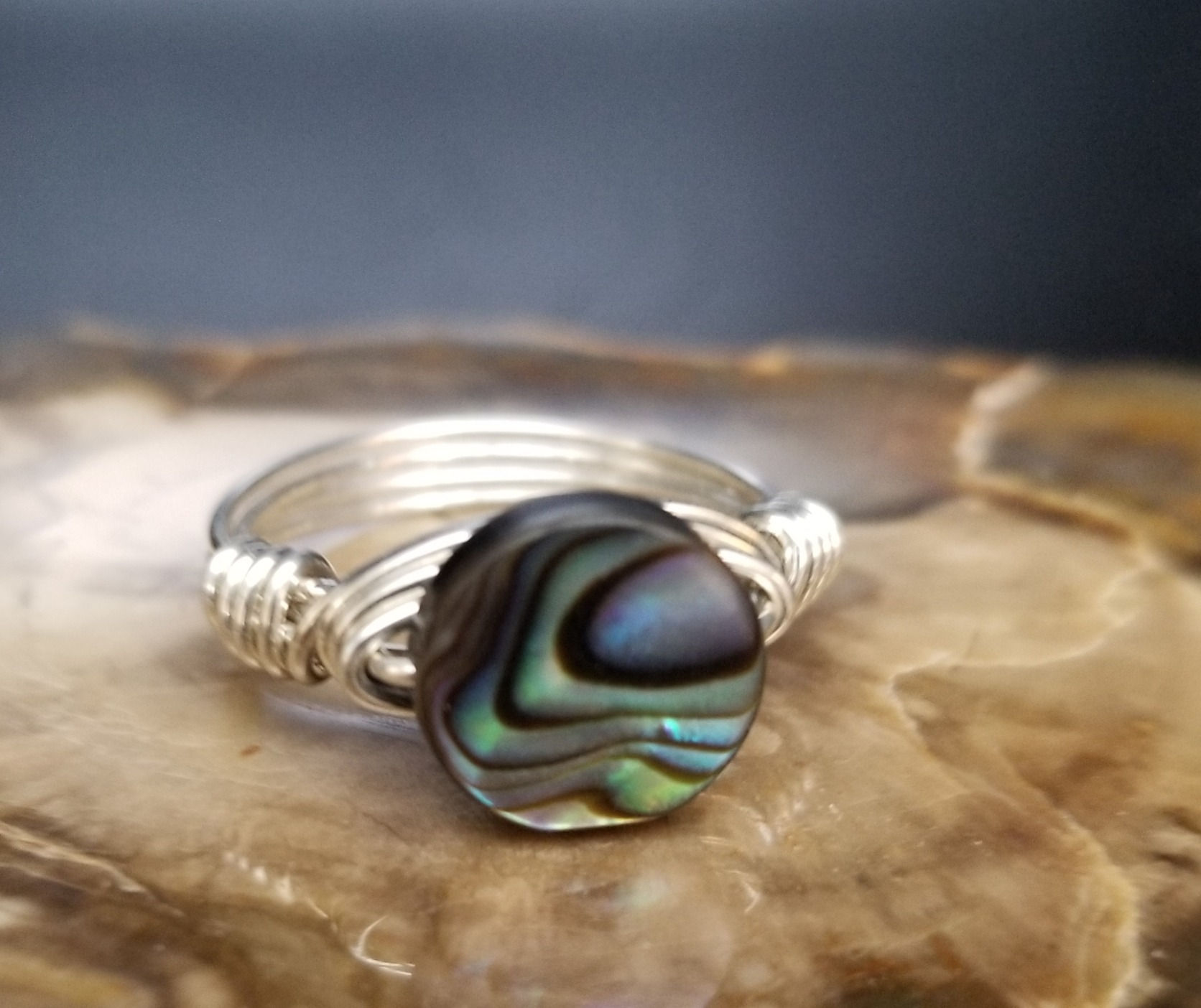 Abalone Ring created with Sterling Silver