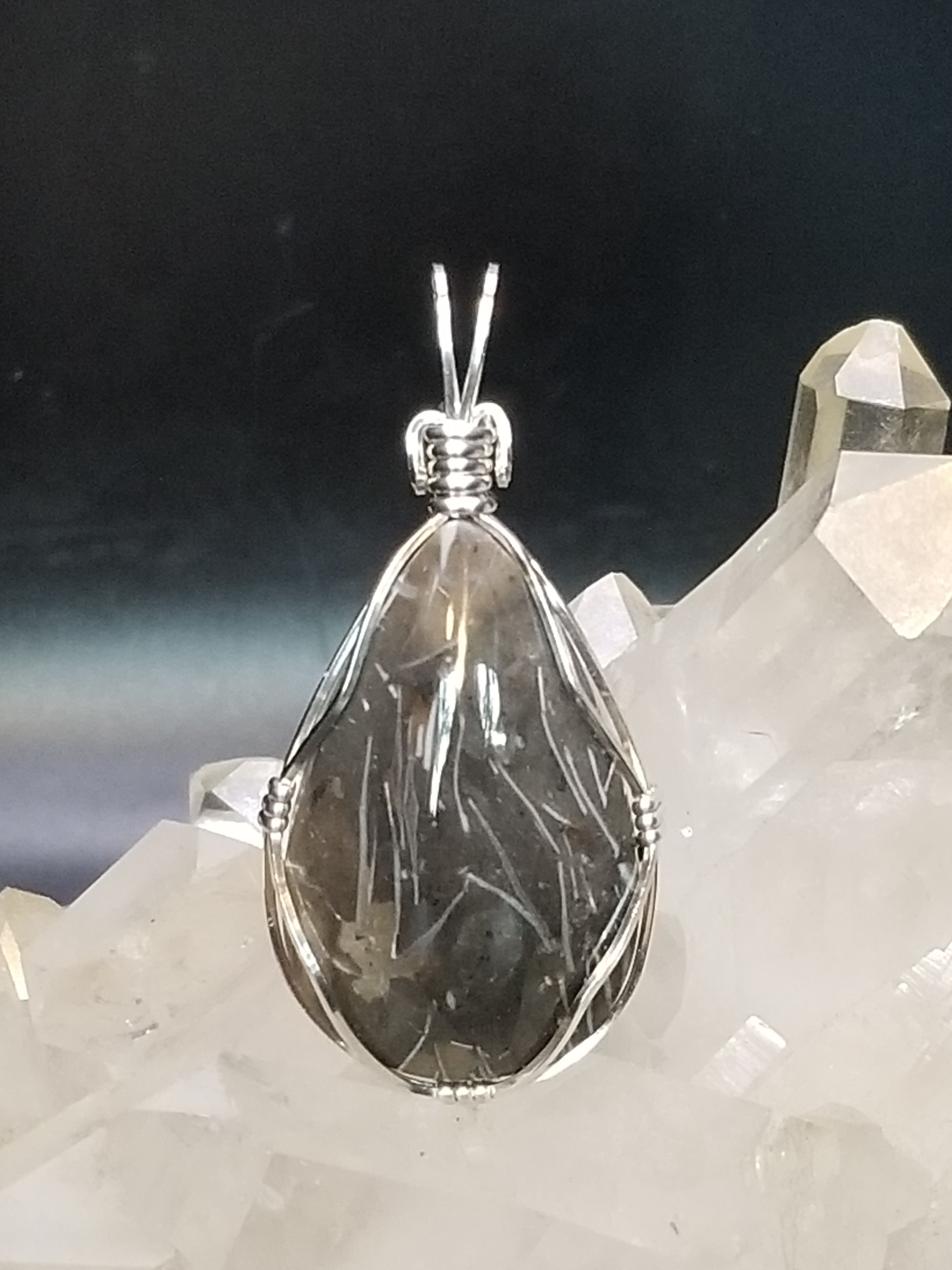 Fossil Feather Agate wrapped in sterling silver