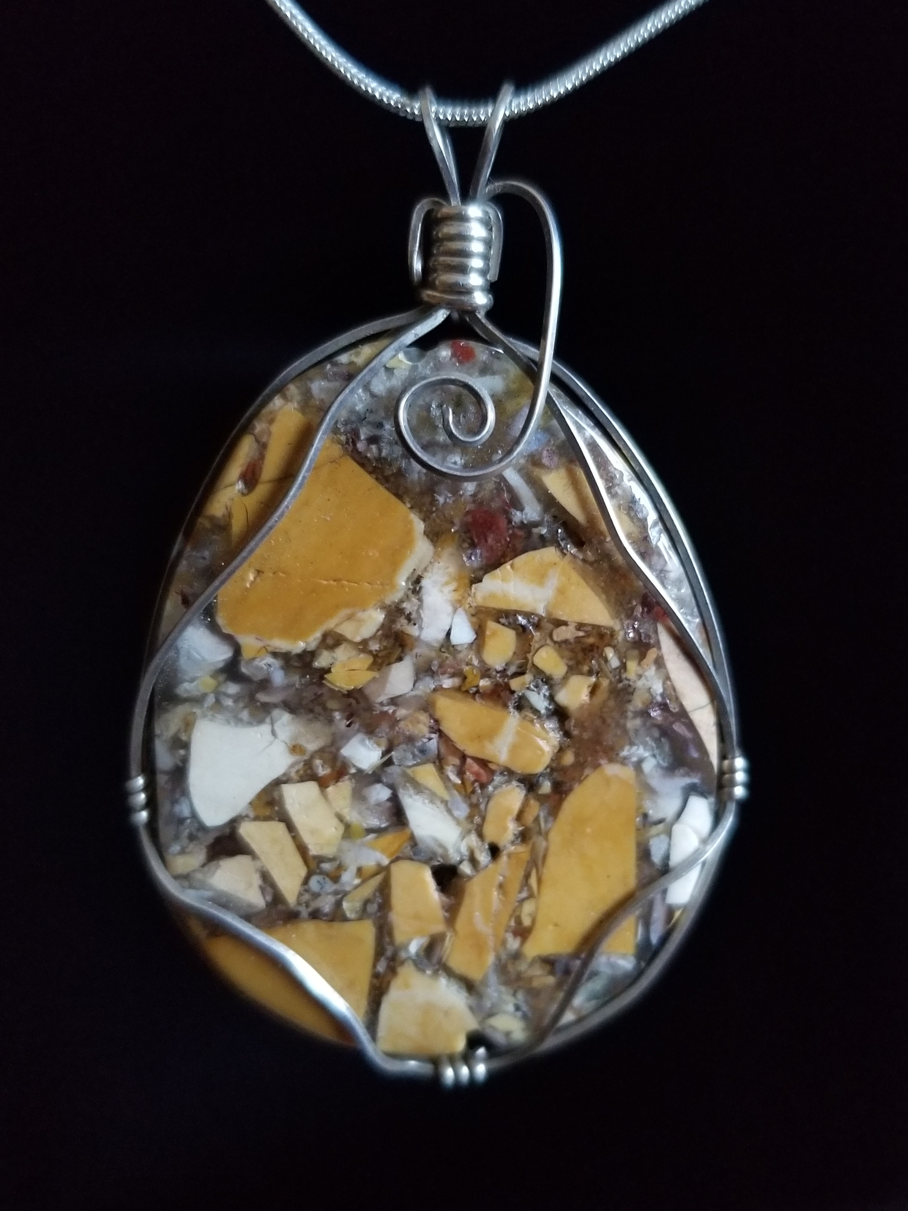 Breccciated Mookaite wrapped in sterling silver