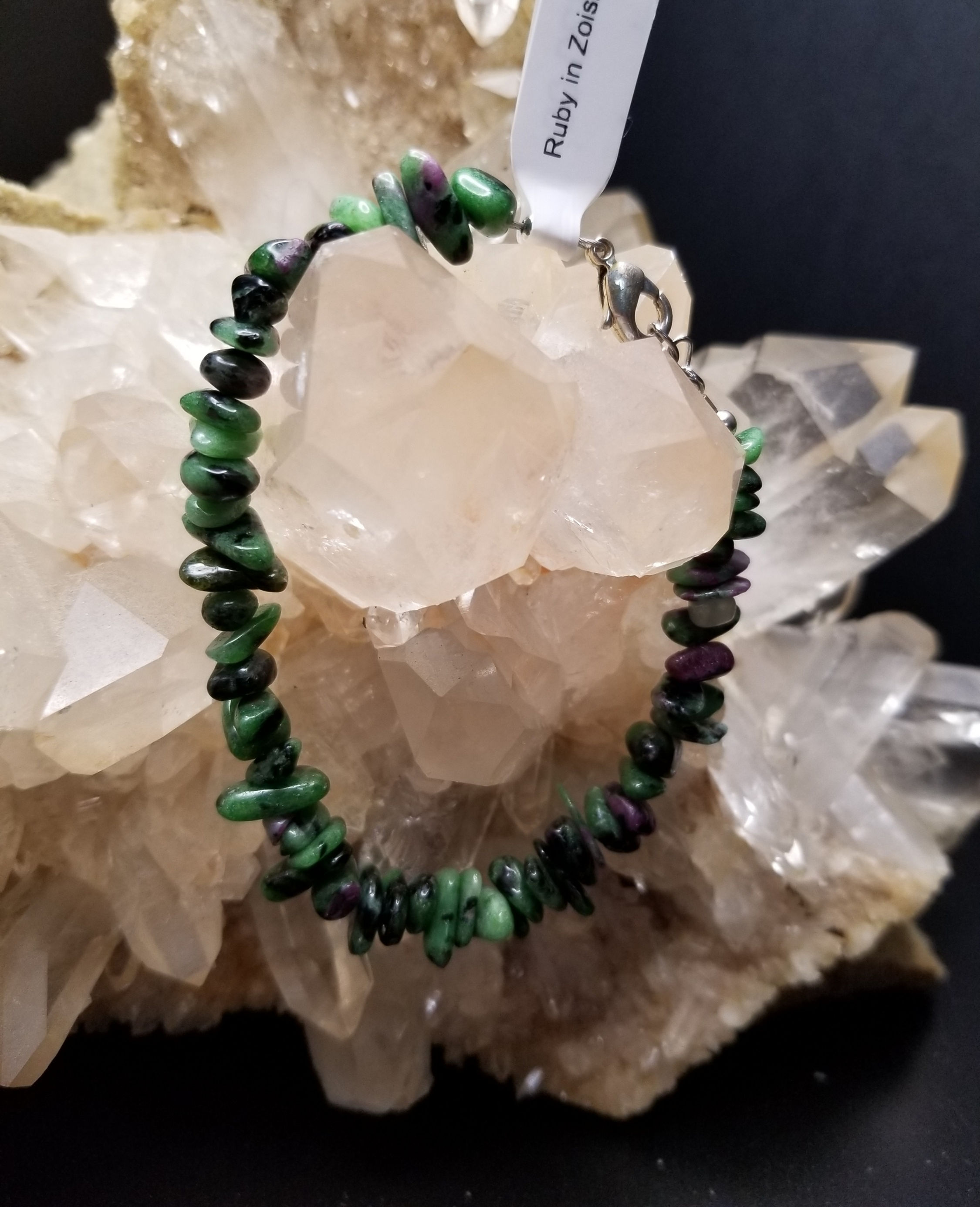 Ruby in Zoisite stone chip bracelet