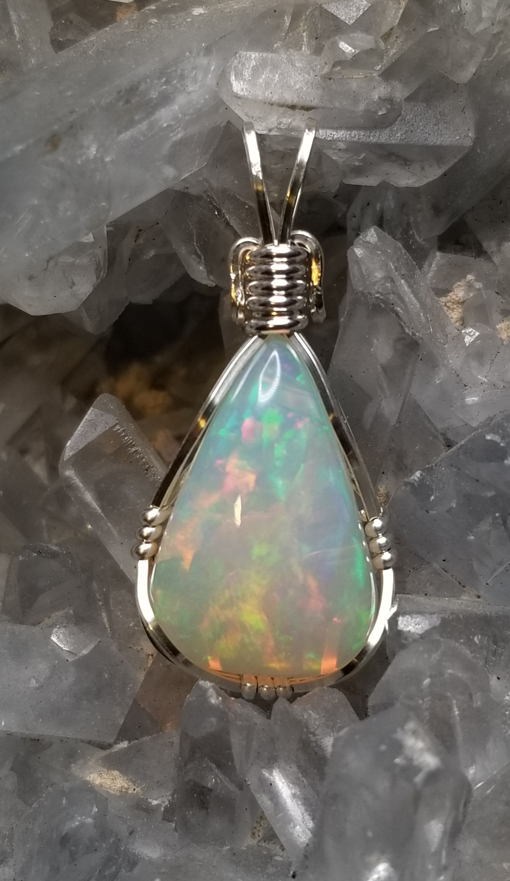 Ethiopian Opal wrapped in sterling silver