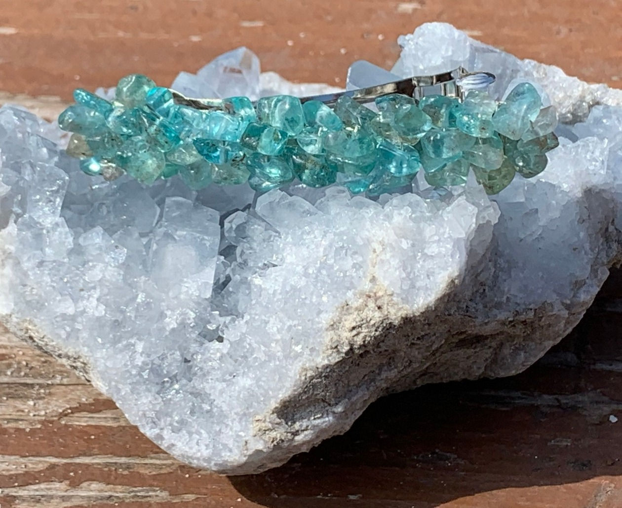 Apatite Stone Chip Barrette - 4 inch