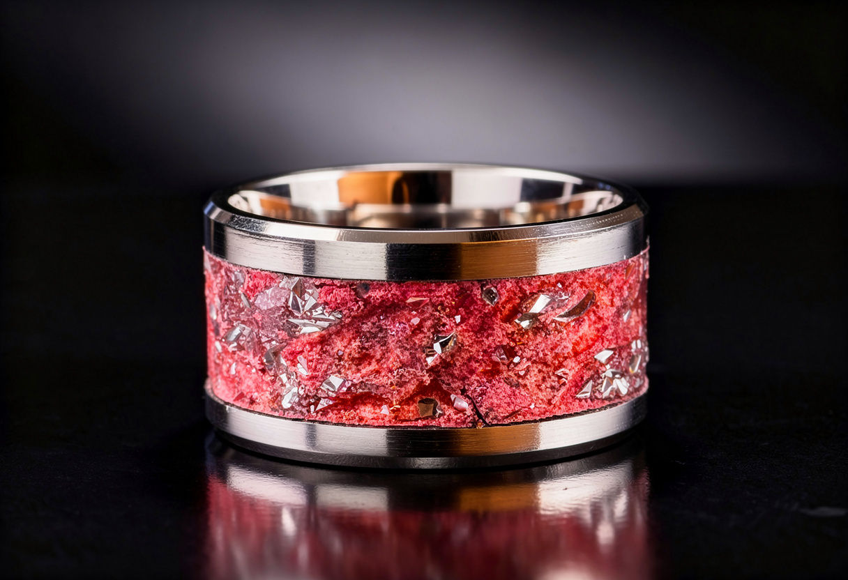 #2 Red Crushed Horse Conch Shell Ring Size 5