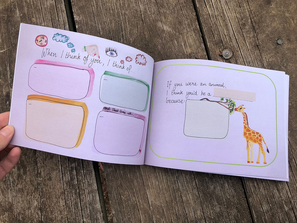 Simple prompts, watercolour icons, and a giraffe munching on some leaves