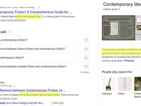 Screenshot of the results for the search "What is contemporary fiction?"