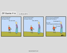 A comic about parenthood. It depicts a child showing their mother different bugs they have found and giving them different names.