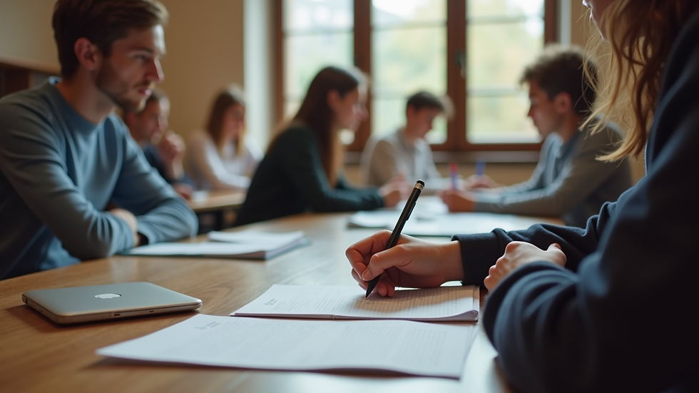 Close-up view of a young person writing notes during a workshop