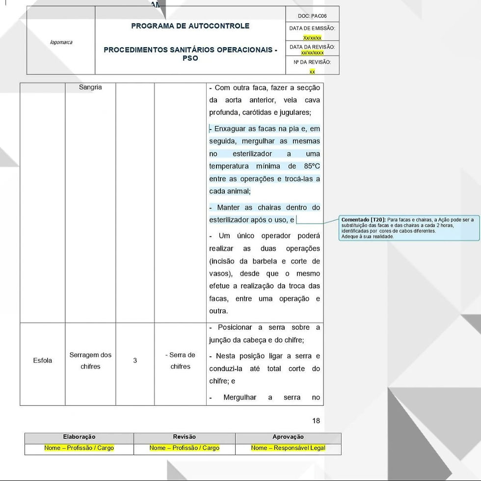 Miniatura: Programa de Autocontrole - Procedimento Sanitário Operacional PSO - Carnes. Garantia de higiene, segurança e conformidade.