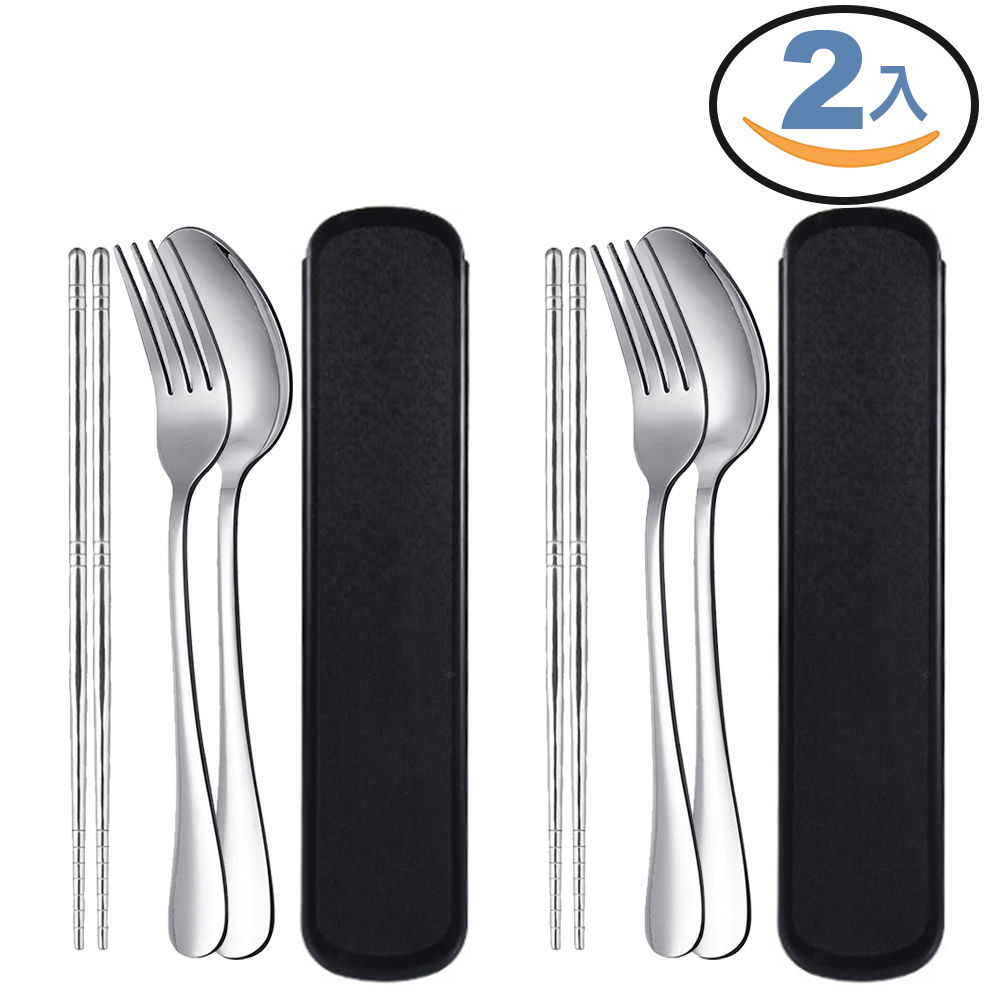 不鏽鋼餐具組(筷子+湯匙+叉子)