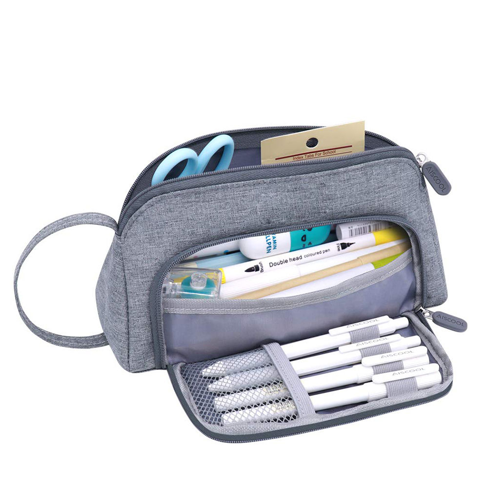 翻肚帆布筆袋 鉛筆盒 灰色