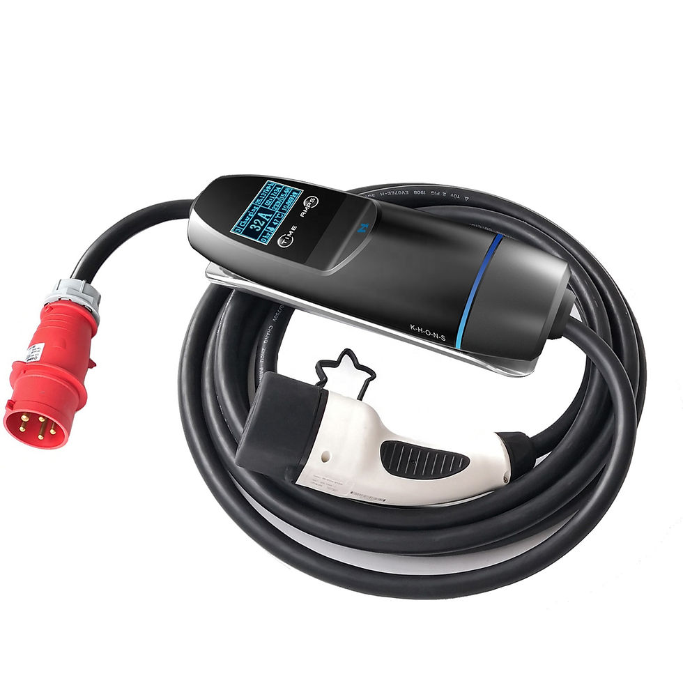 Thumbnail: 3-Phase 22kW Portable EV Charger 5m 32A Type-2 Cable (Red CEE Plug)