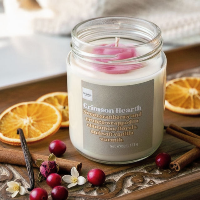 Crimson Hearth Candle