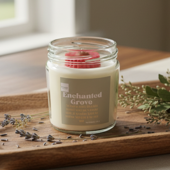 Enchanted Grove Flower top Candle