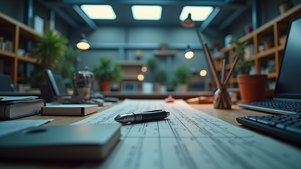 Eye-level view of a modern workspace with innovative tools