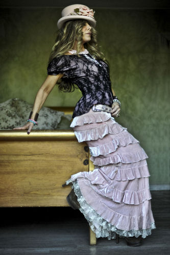 Thumbnail: Princess Skirt in Velvet Peasant Puff Lace Top