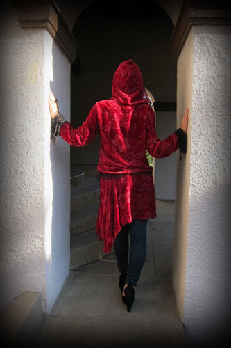 Thumbnail: Velvet Hood Dress (Floral)