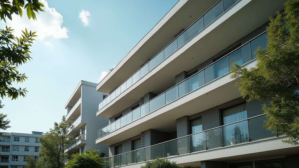 Eye-level view of a modern residential building
