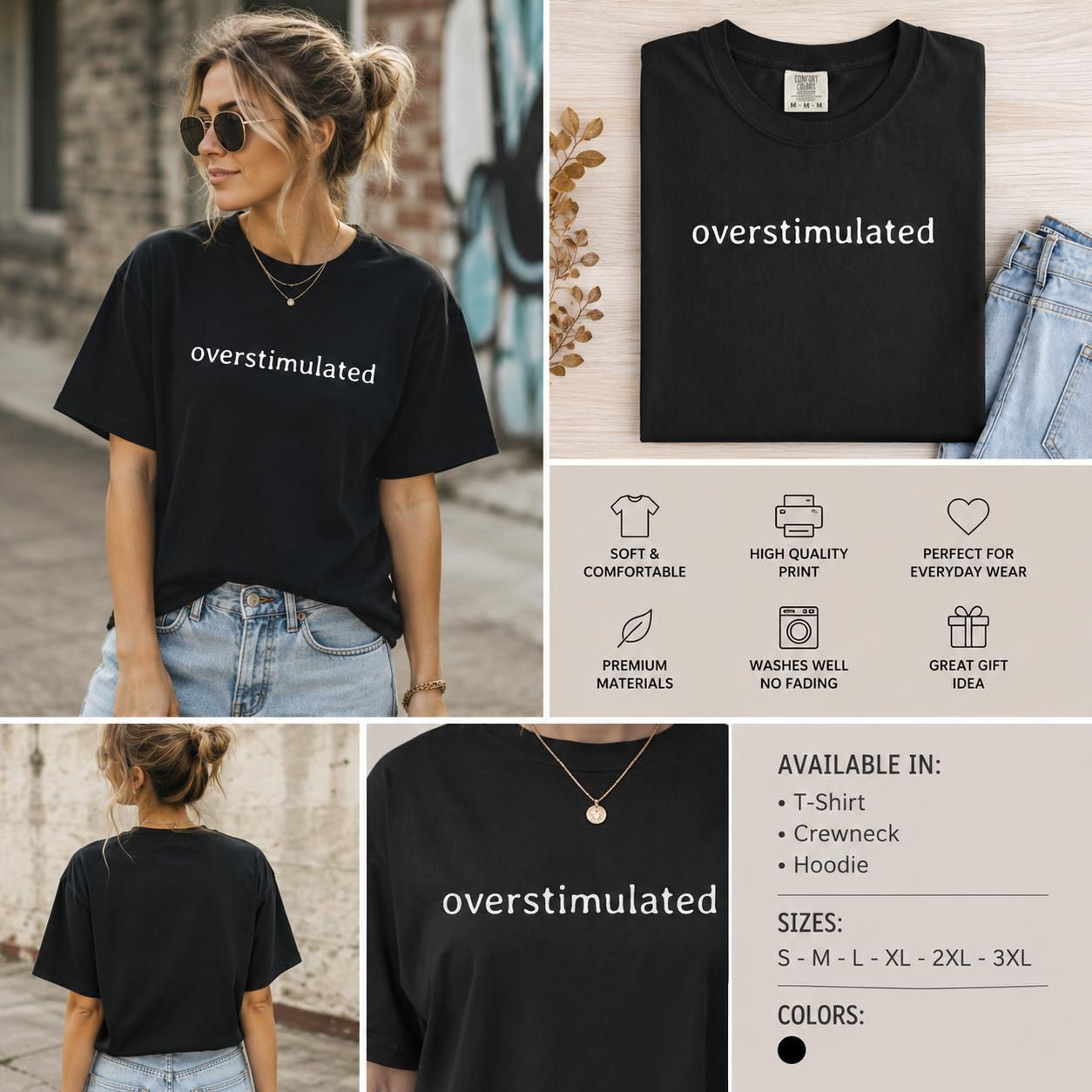 Overstimulated Shirt, Introvert Mental Health Social Battery Tee