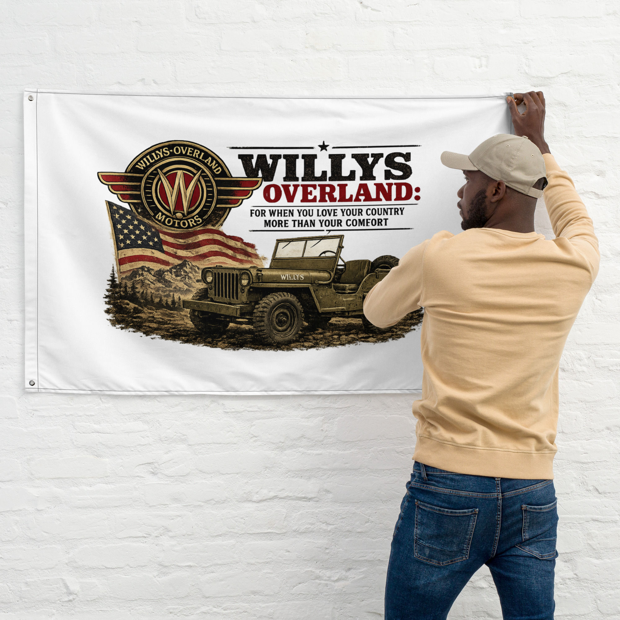 Flag Willys Overland "For when you love your country more than your comfort"