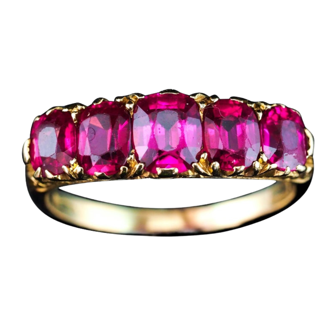 Ruby Five Stone Gold Ring