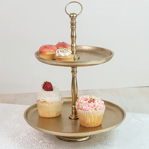 Gold Round 2 Tier Stand Zaz Design