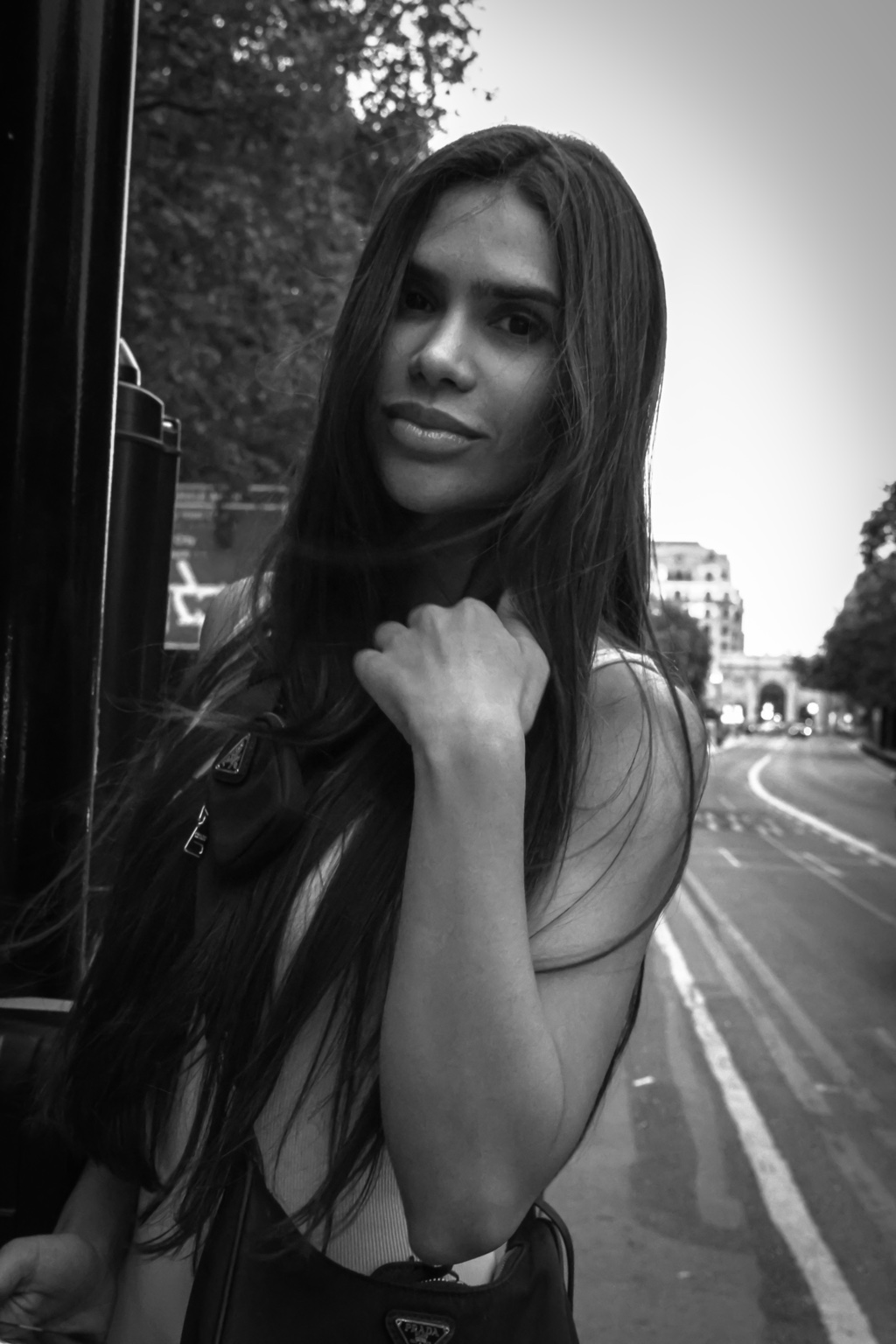 Ana — black and white portrait on a London street