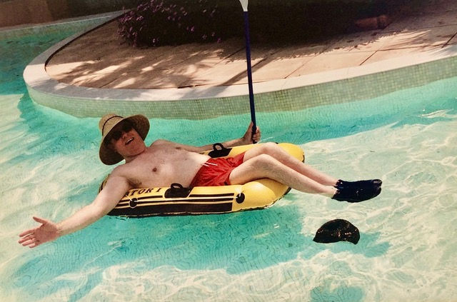 Here's an answer for the January blues as yet more storms and rain push in.... Travelling with Disabled Don - from Cannes to the Caribbean is the book with a bit of everything.  It's hilarious, entertaining, humbling and most enjoyable.  Costing £8.99 each with £1 per copy going to Dart Sailability, it's a great read and we are immensely grateful to author Dawn Fallon.  If you would like a signed copy please contact dawn.fallon@icloud.com and she can arrange delivery.  It really is a great way to banish the winter blues! Here's Don in the kiddies' pool somewhere exotic..... 