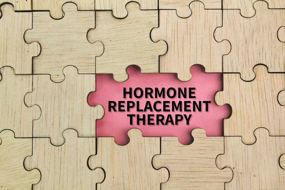 Is Hormone Replacement Therapy Right for me? Phot of a puzzle depicting pink tiles with HRT written on them