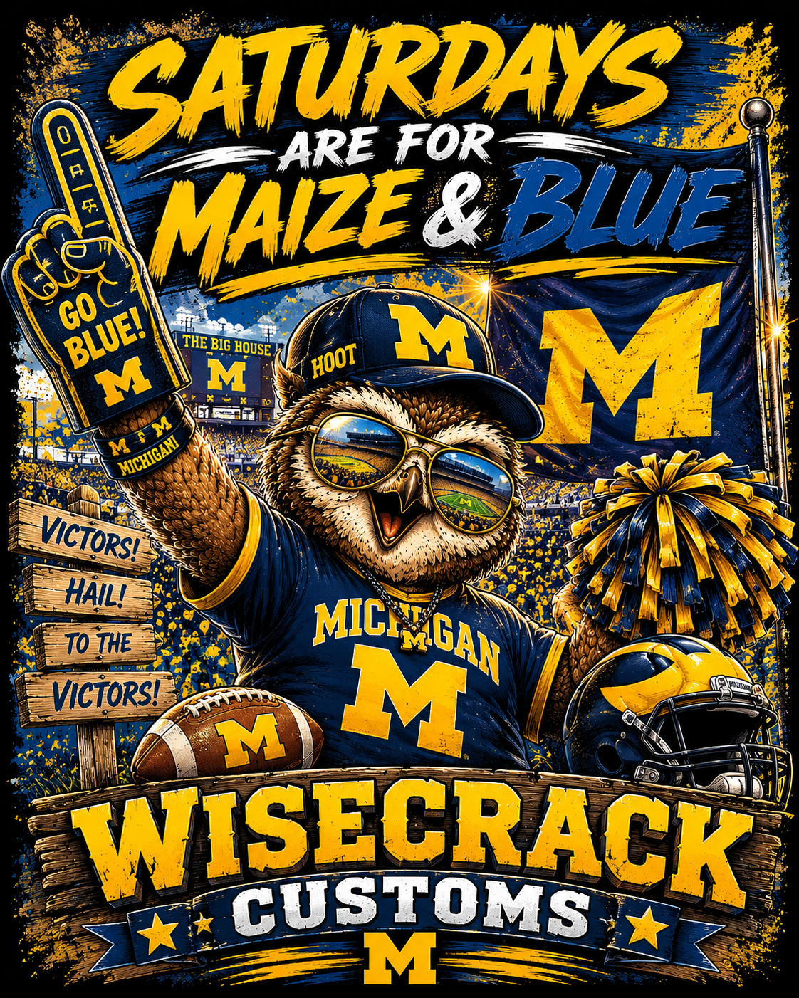 Saturdays Are for Maize & Blue – Hoot’s Michigan Game Day Graphic Tee
